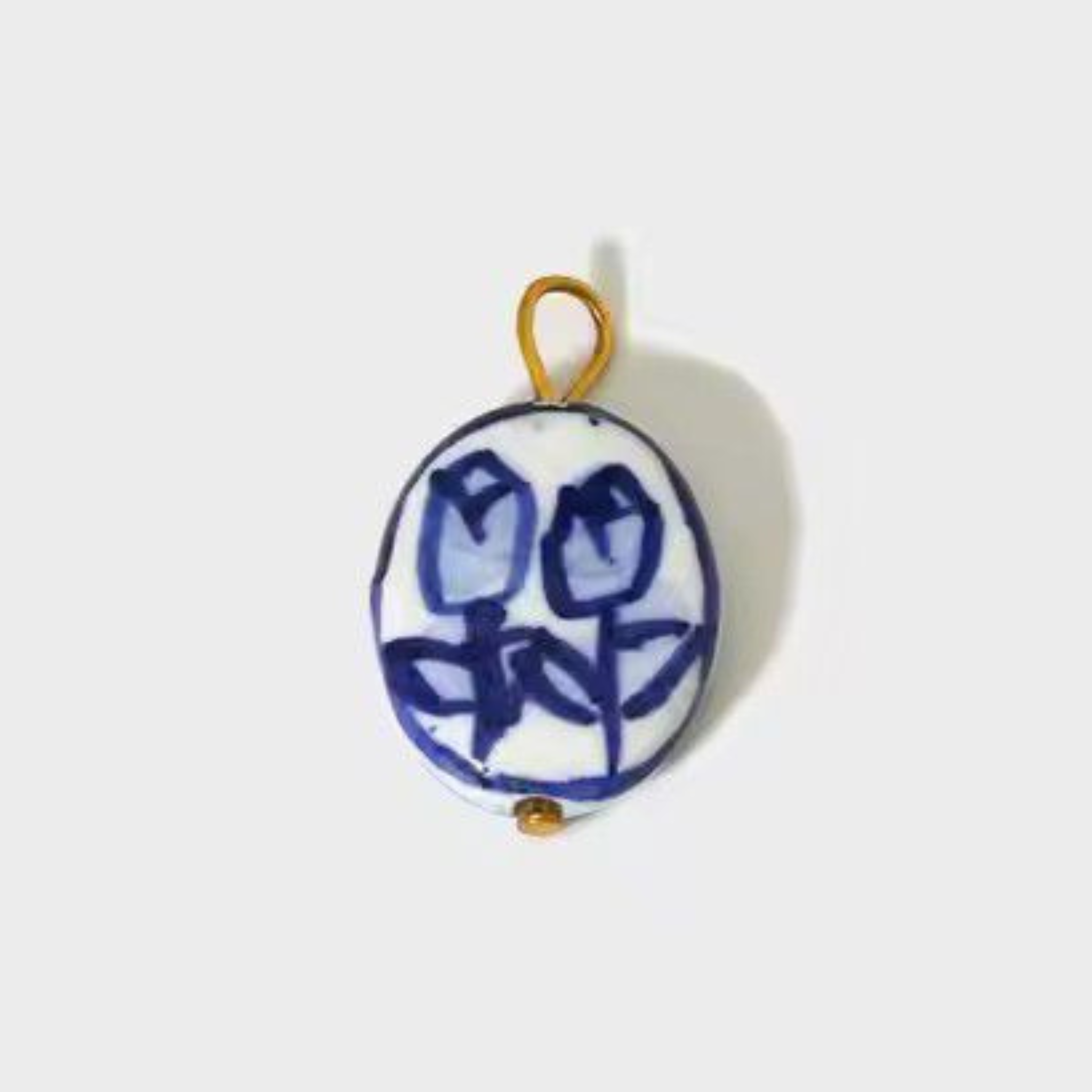 Blue Ceramic Flower Charm